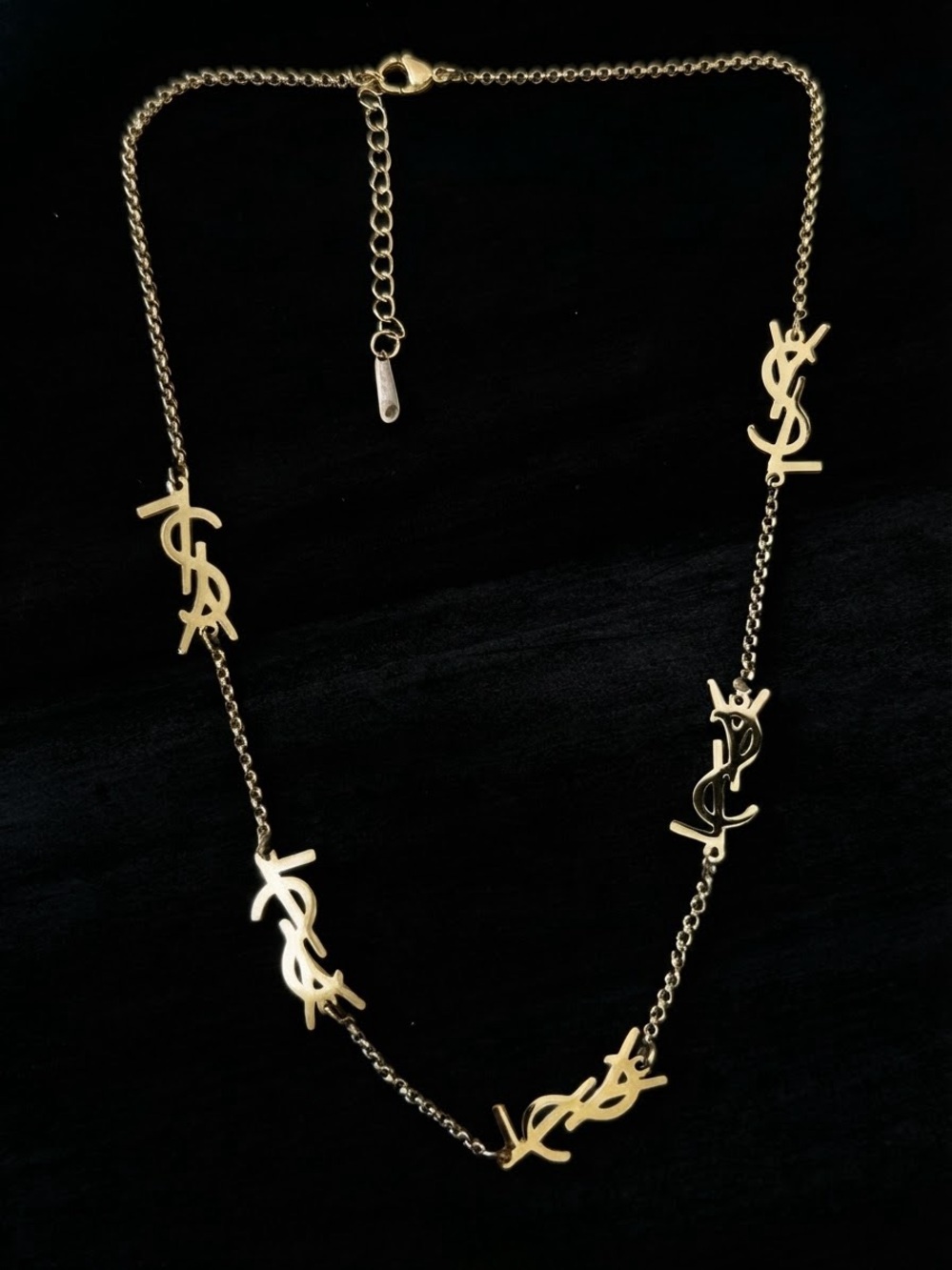 Gold Tone Letter Link Necklace